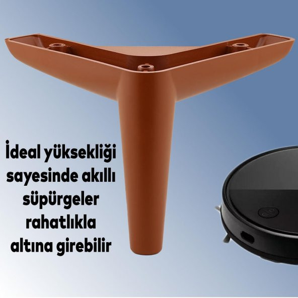 Lüks Mobilya Kanepe Sehpa TV Ünitesi Koltuk Ayağı 14 cm Kahverengi Baza Ayak - Resim 3