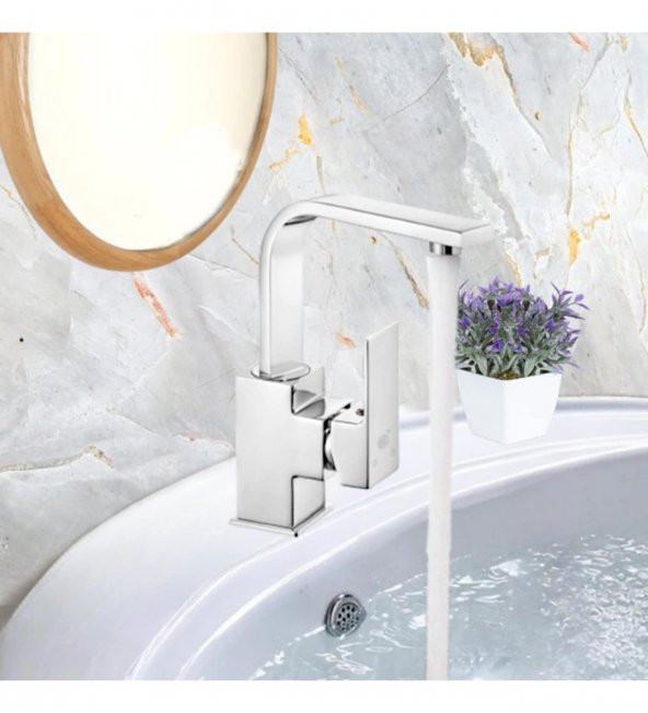 ECA AR MELİA 5 YIL GARANTİLİ KÖŞE BORULU KROM PİRİNÇ LAVABO BATARYASI 102118149 - 3