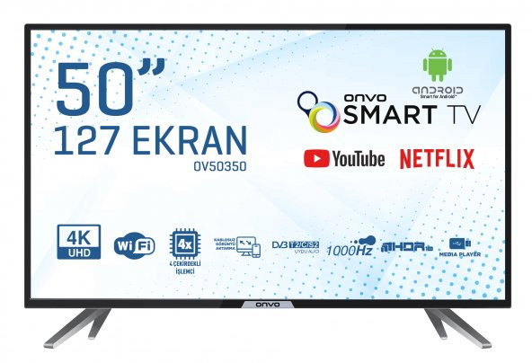 Onvo OV50350 4K Ultra HD 50" 127 Ekran Uydu Alıcılı Android Smart LED TV