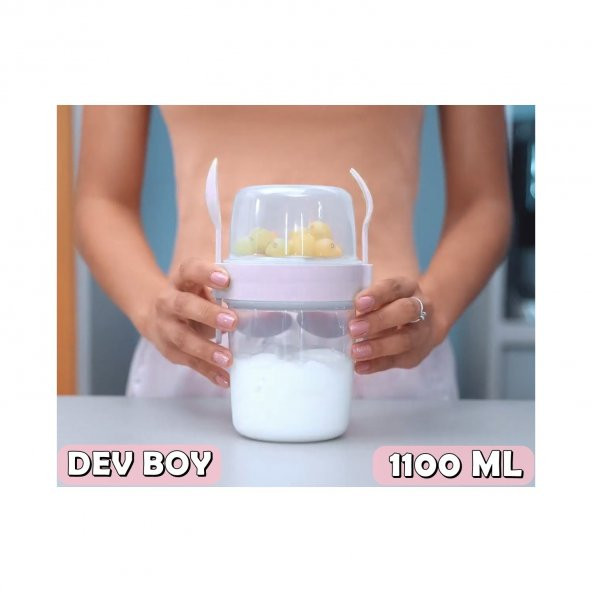 Dev Boy 4 lü Set Meyveli Yoğurt Kabı - Yemek Saklama Ve Müsli Kabı 1100 ML büyük boyuy - 2