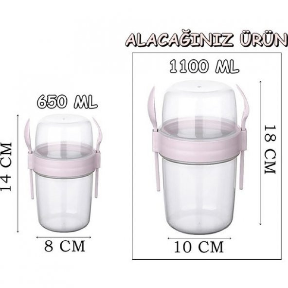 Dev Boy 4 lü Set Meyveli Yoğurt Kabı - Yemek Saklama Ve Müsli Kabı 1100 ML büyük boyuy - 3
