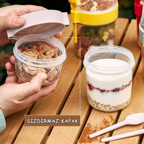 Dev Boy 4 lü Set Meyveli Yoğurt Kabı - Yemek Saklama Ve Müsli Kabı 1100 ML büyük boyuy - 4