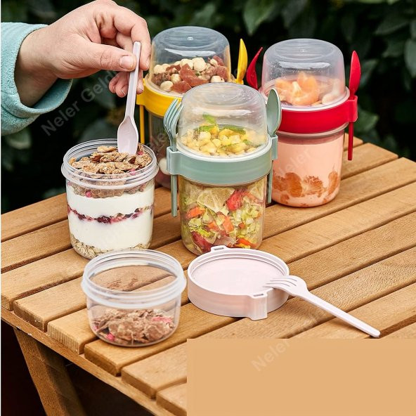 Dev Boy 4 lü Set Meyveli Yoğurt Kabı - Yemek Saklama Ve Müsli Kabı 1100 ML büyük boyuy - 6