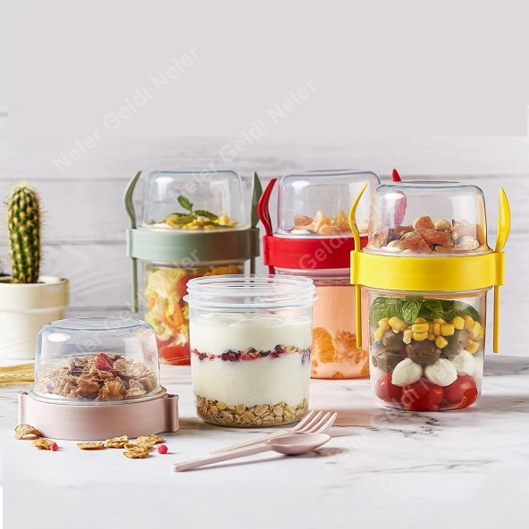 Dev Boy 4 lü Set Meyveli Yoğurt Kabı - Yemek Saklama Ve Müsli Kabı 1100 ML büyük boyuy - 7