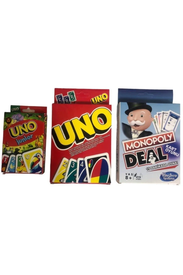 Uno-monopoly-junior Uno 3 Lü Oyun Kartı Seti