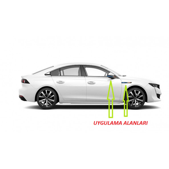 Peugeot 508 605 607 Yan Aynalar Ve Çamurluk Yanı Damla Desen Bıçak Logo Arma Seti - 5