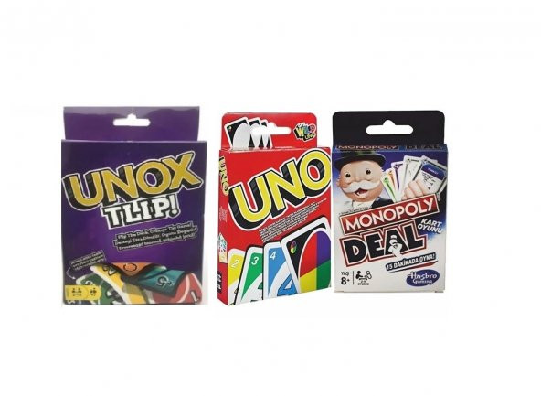 Uno Klasik, Uno Flipy Ve Monopoly 3ü Bir Arada