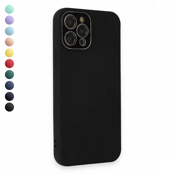 FitCase iPhone 12 Pro Glass Kamera Korumalı Lansman Silikon Kapak