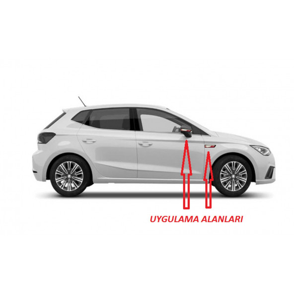 Seat FR ibiza Yan Aynalar Ve Çamurluk Yanı Damla Desen Bıçak Logo Arma Seti - 5