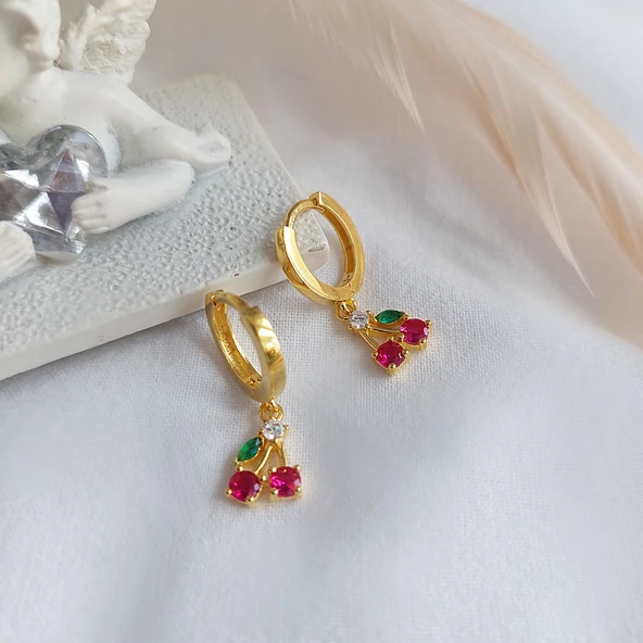 Vaoov 925 Ayar Gümüş Kiraz Küpe ürün görseli