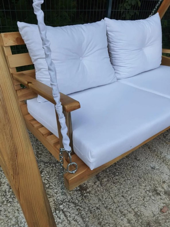 BERZBUĞ WOODEN KURDALE SALINCAK 120 CM MİNDERLİ Bahçe Teras Balkon - 6