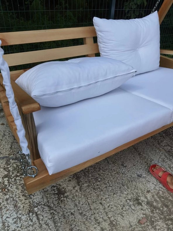 BERZBUĞ WOODEN KURDALE SALINCAK 120 CM MİNDERLİ Bahçe Teras Balkon - 8