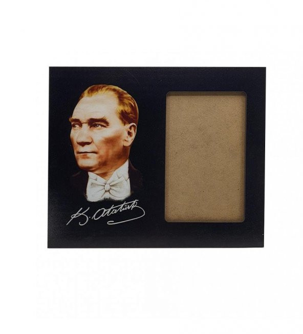 Kişiye Özel Fotoğraf Baskılı Atatürk Tasarım Ahşap Çerçeve Arkadaşa Hediye - 3