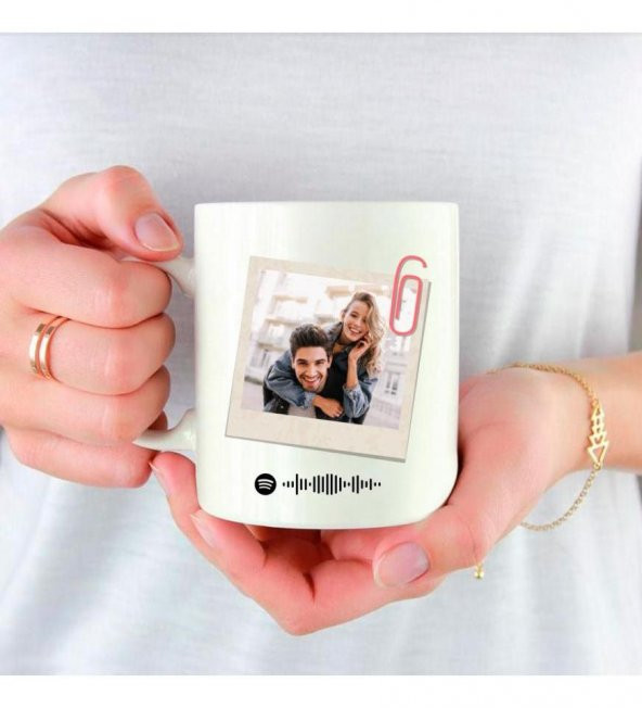 Kişiye Özel İsim, Foto ve Spotify Müzik Kodu Baskılı Mutlu Kuşlar Temalı Sevgili Kupa HK2512 - 3