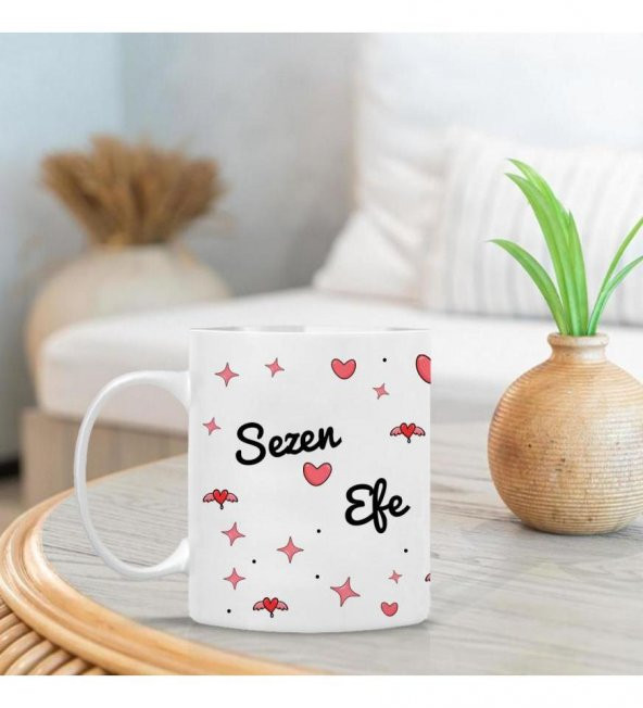 Kişiye Özel İsim, Foto ve Spotify Müzik Kodu Baskılı Kalp Temalı Sevgili Kupa HK2510 - 2