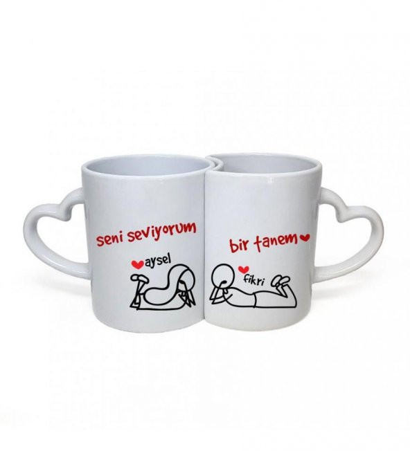 Kişiye Özel Seni Seviyorum Bitanem Baskılı Sevgili Çift Kupası HK2502 - Resim 2