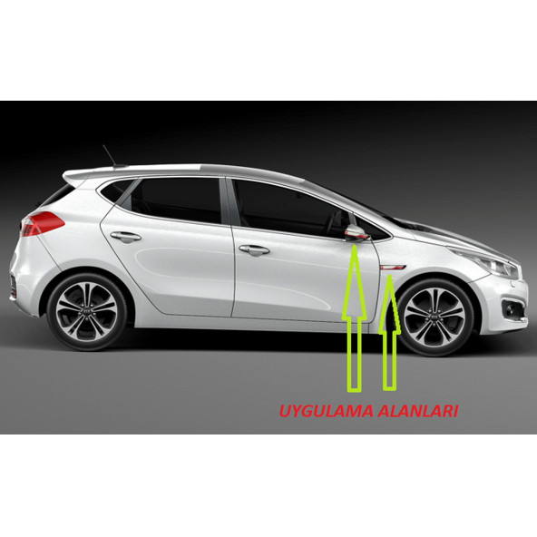 Kia GT Line Ceed Cerato Yan Aynalar Ve Çamurluk Yanı Damla Desen Bıçak Logo Arma Seti - 5