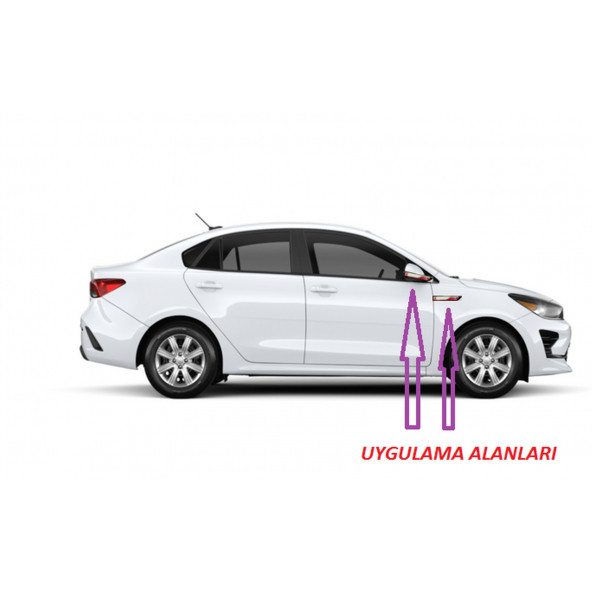 Kia GT Line Rio Yan Aynalar Ve Çamurluk Yanı Damla Desen Bıçak Logo Arma Seti - 5