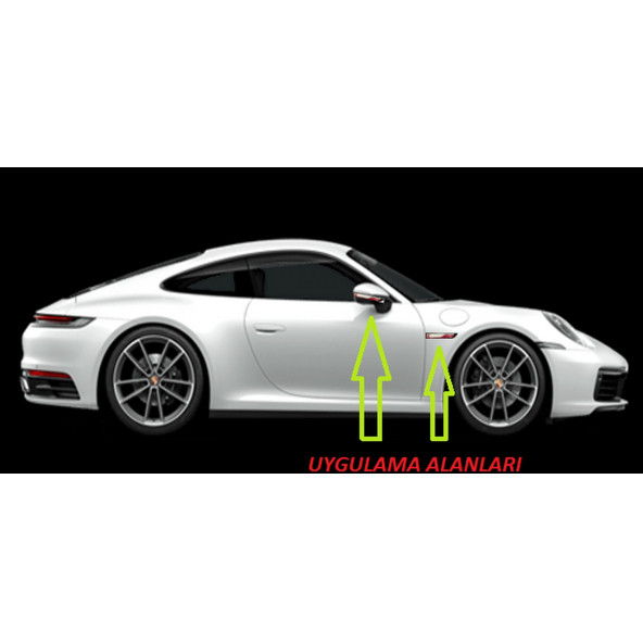 Porsche 718 911 928 Yan Aynalar Ve Çamurluk Yanı Damla Desen Bıçak Logo Arma Seti - 5