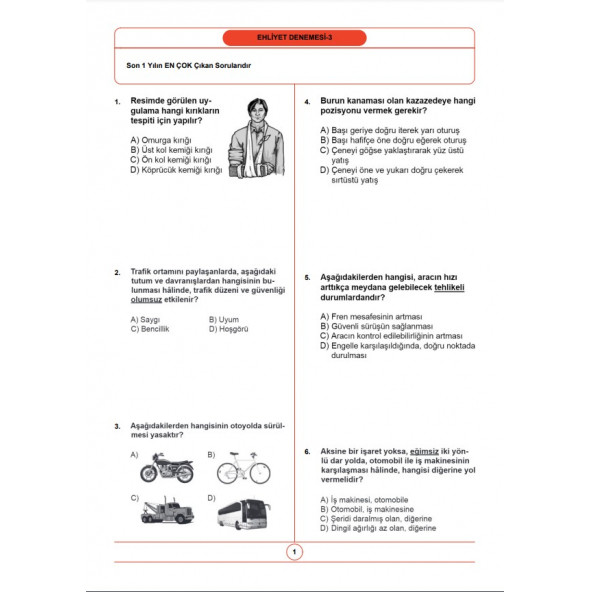 Ehliyet Denemeleri (6 Süper Deneme) - 2