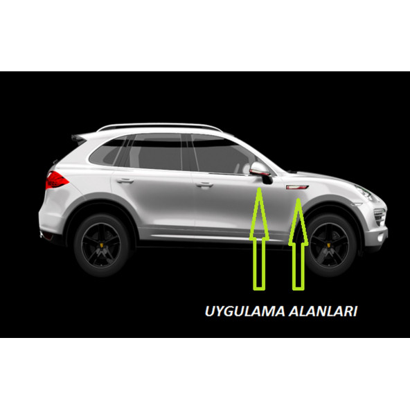 Porsche Cayenne Yan Aynalar Ve Çamurluk Yanı Damla Desen Bıçak Logo Arma Seti - 5
