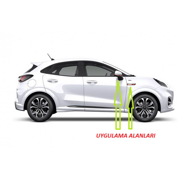 Ford ST Puma Yan Aynalar Ve Çamurluk Yanı Damla Desen Bıçak Logo Arma Seti - 5