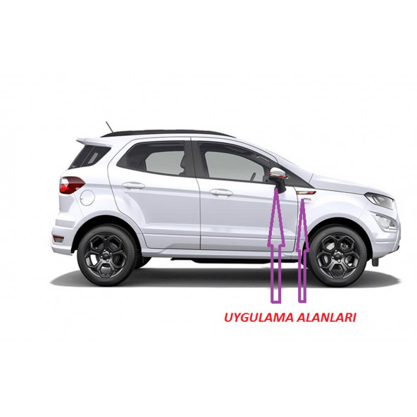 Ford ST Ecosport Yan Aynalar Ve Çamurluk Yanı Damla Desen Bıçak Logo Arma Seti - 5