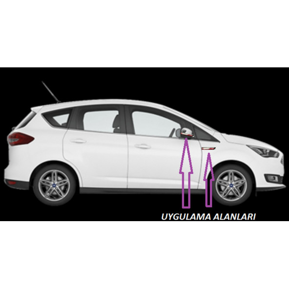 Ford ST B Max C Max Yan Aynalar Ve Çamurluk Yanı Damla Desen Bıçak Logo Arma Seti - 5