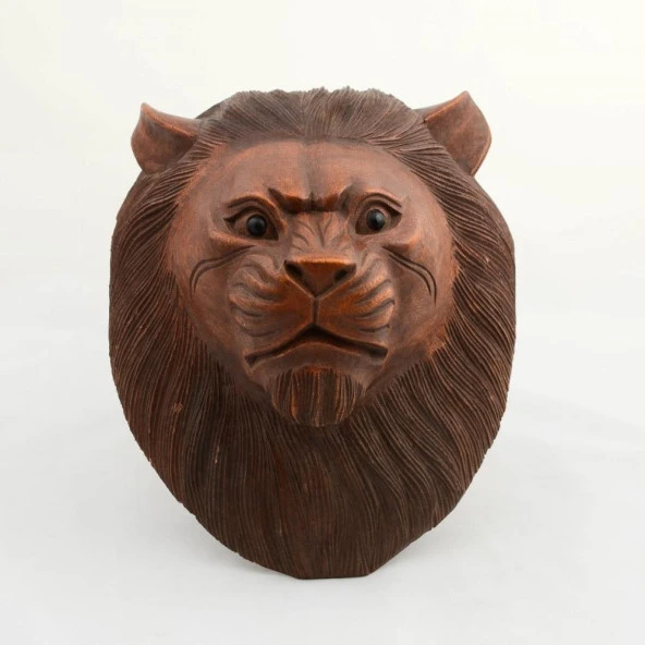 Maun Ağacı Aslan Kafası El Yapımı Duvar Dekoru Biblo 30cm