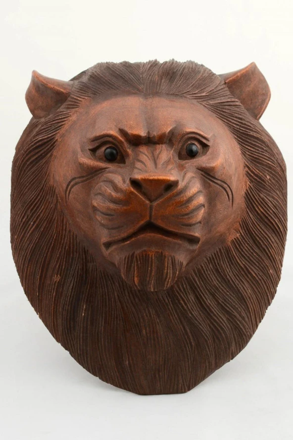 Maun Ağacı Aslan Kafası El Yapımı Duvar Dekoru Biblo 30cm - Resim 4