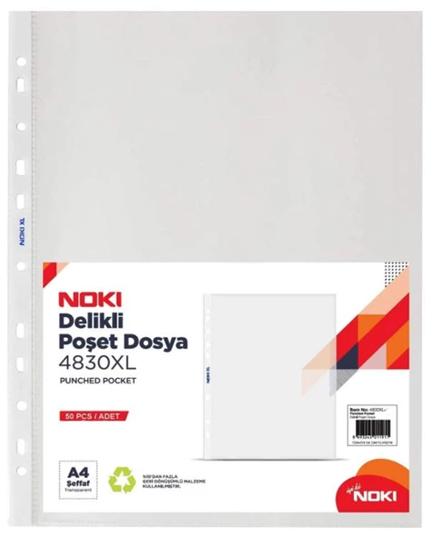 Noki XL A4 Poşet Dosya 100lü Paket 4830XL