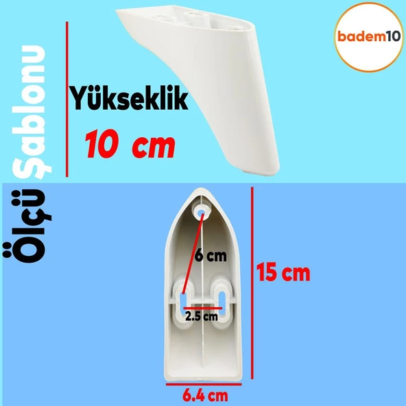 Göknar Lüks Mobilya Kanepe Sehpa Tv Ünitesi Koltuk Ayağı 10 Cm Beyaz Baza Ayakları - Resim 5