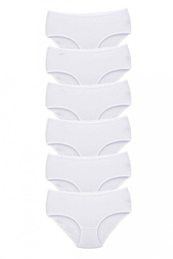 ASM1131 6 lı Kadın Beyaz Pamuklu Bato Külot