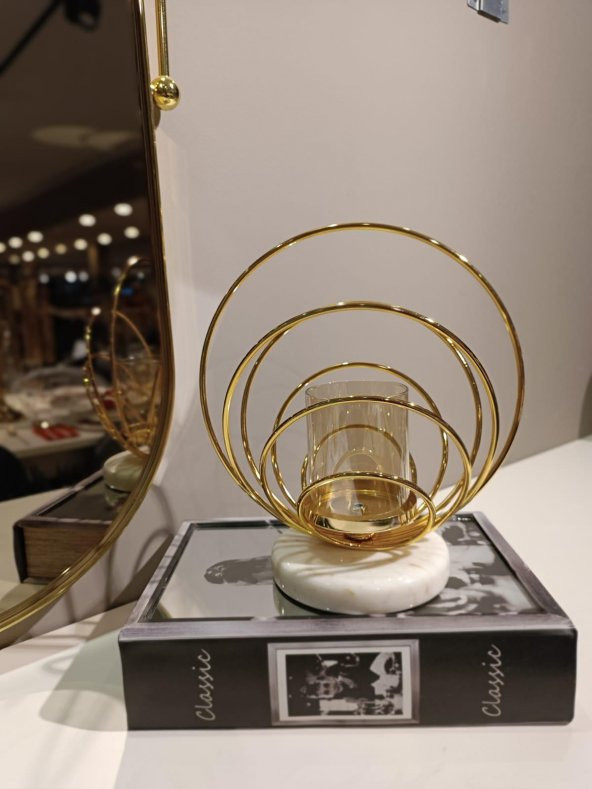 Crearthome Dekoratif Küçük Boy Gold Halka Mumluk SZR-198535 - 3