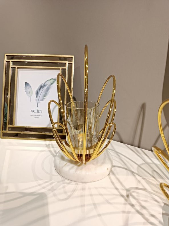 Crearthome Dekoratif Küçük Boy Gold Halka Mumluk SZR-198535 - 5