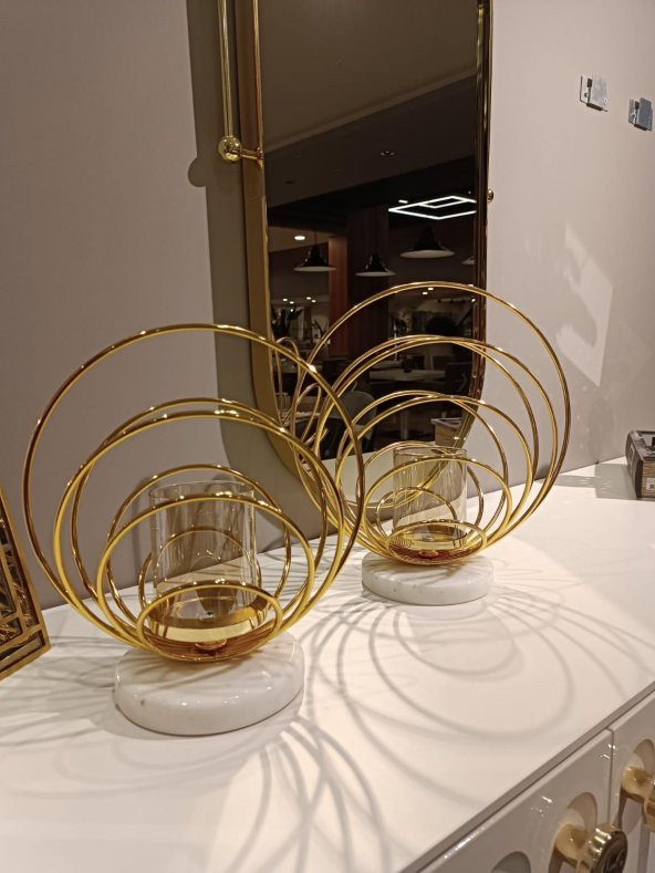 Crearthome Dekoratif Küçük Boy Gold Halka Mumluk SZR-198535 - 6