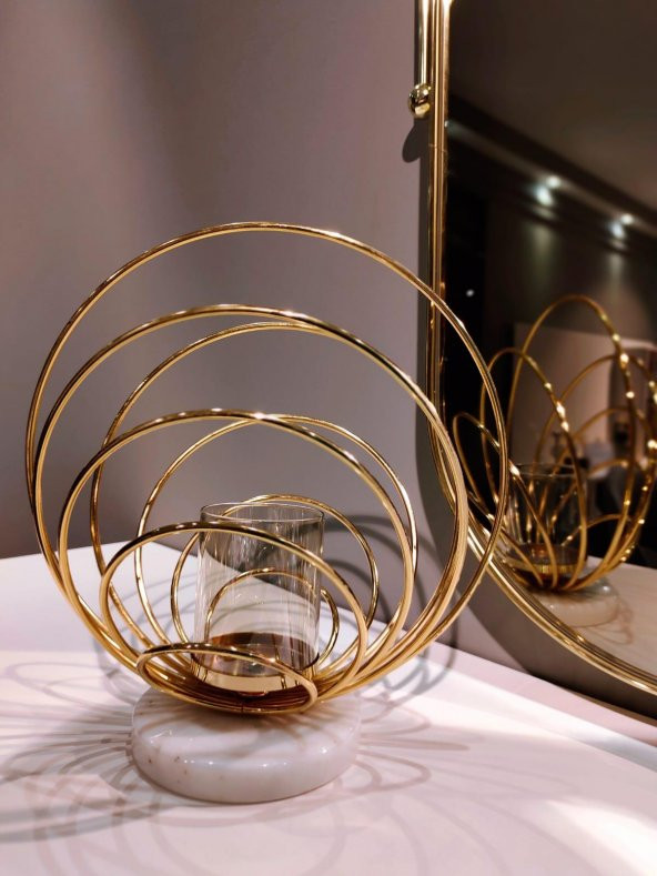 Crearthome Dekoratif Küçük Boy Gold Halka Mumluk SZR-198535 - 8