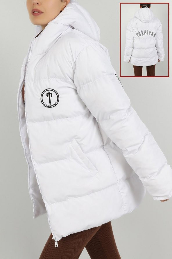 Trapstar Sırt ve Ön Nakış İşlemeli Paraşüt Polyester İç Elyaf Oversize Mont - 1