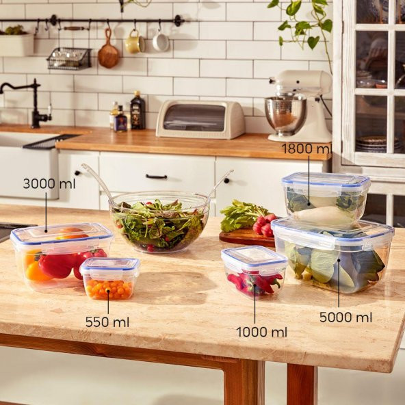 Plastik Saklama Kabı Silikon Contalı Dikdörtgen 1000 ml - 5