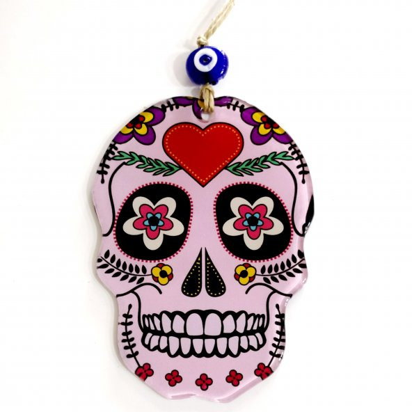 Kalpli Pembe Renk Kuru Kafa Füzyon Cam Duvar Süsü - 2