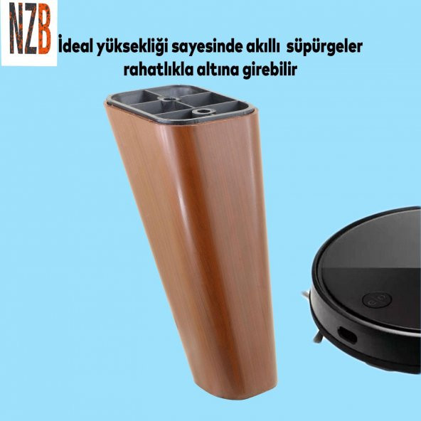 Lüks Mobilya Kanepe Sehpa TV Ünitesi Koltuk Ayağı 14 cm Kahverengi Ahşap Desenli Baza Ayak - 4