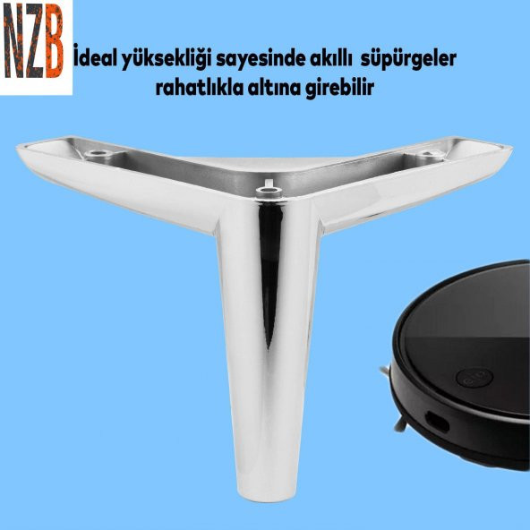 Lüks Mobilya Kanepe Sehpa TV Ünitesi Koltuk Ayağı 12 cm Parlak Krom Baza Ayak - 4