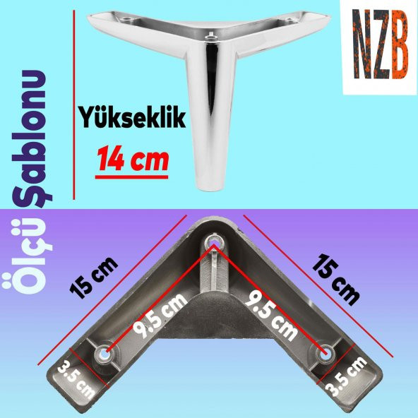 Lüks Mobilya Kanepe Sehpa TV Ünitesi Koltuk Ayağı 14 cm Parlak Krom Baza Ayak - Resim 3