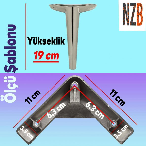 Lüks Mobilya Kanepe Sehpa TV Ünitesi Koltuk Ayağı 19 cm Parlak Krom Baza Ayak - Resim 4