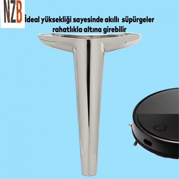 Lüks Mobilya Kanepe Sehpa TV Ünitesi Koltuk Ayağı 19 cm Parlak Krom Baza Ayak - Resim 5