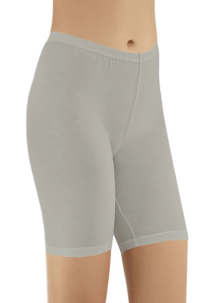 Alışveriş Meydanı Kadın Gri Kısa Likralı Penye Pamuk Tayt