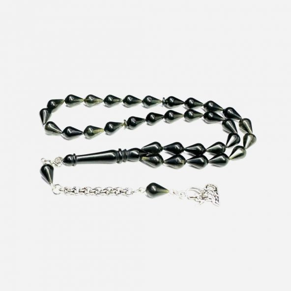 Damla Model Püsküllü 7-11mm Ateş Sıkma Kehribar Tesbih - 2