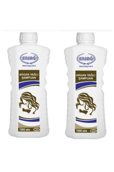 Ersağ Argan Yağlı Şampuan 2 Adet 2x1000 ml Hediyesi 300 ml Argan Sampuan