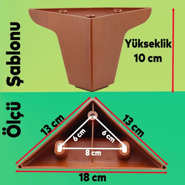 Zakkum Lüks Mobilya Kanepe Sehpa Tv Ünitesi Koltuk Ayağı 10 Cm Kahverengi Baza Ayakları - 6