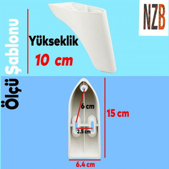 Lüks Mobilya Kanepe Sehpa TV Ünitesi Koltuk Ayağı 10 cm Beyaz Baza Ayak - 2